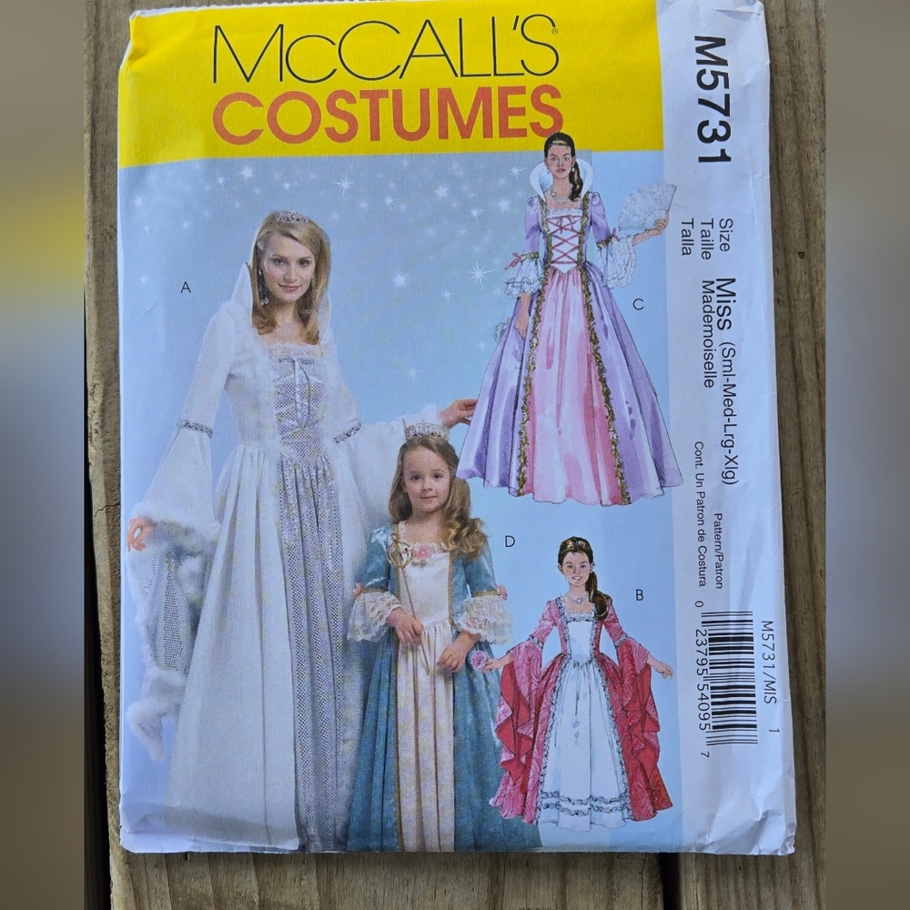 McCalls M5731 Princess Costume Adult Miss S-XL New Uncut Renaissance Festival